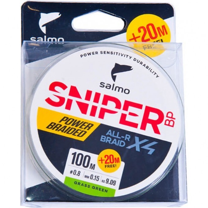 Леска плетёная SALMO Sniper Bp All R Braid Х4 Grass Green 120/017 4931-017 Леска плетёная SALMO Sniper Bp All R Braid Х4 Grass Green 120/017 4931-017