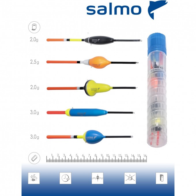 Поплавки SALMO СТОЯЧАЯ ВОДА в тубусе, 5 шт. 9600LAKE-SET Поплавки SALMO СТОЯЧАЯ ВОДА в тубусе, 5 шт. 9600LAKE-SET